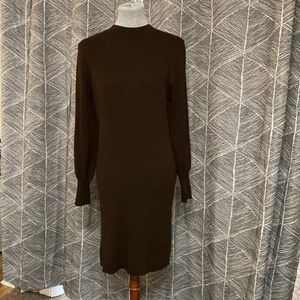 Banana Republic Sweater dress, brown, puffed sleeved, NWT, size M